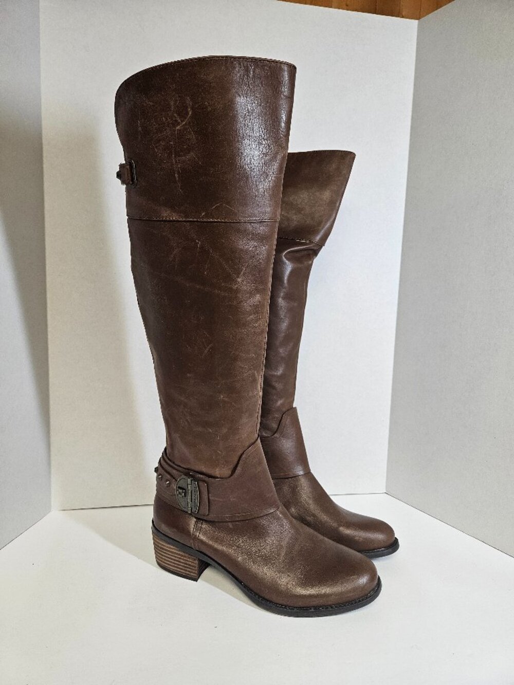 Vince Camuto Brown Leather Knee High Boots